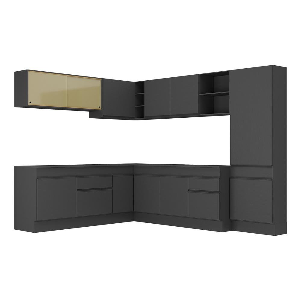 Armario de Cozinha Completa de Canto com Rodape Veneza Multimoveis MP2100.895 Preto