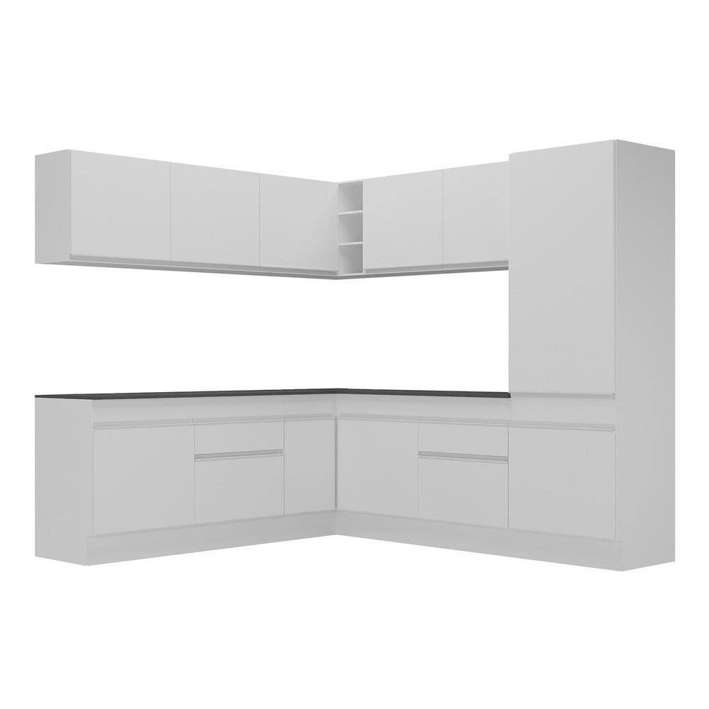 Armario de Cozinha Completa de Canto com Rodape Veneza Multimoveis MP2101.891 Branco
