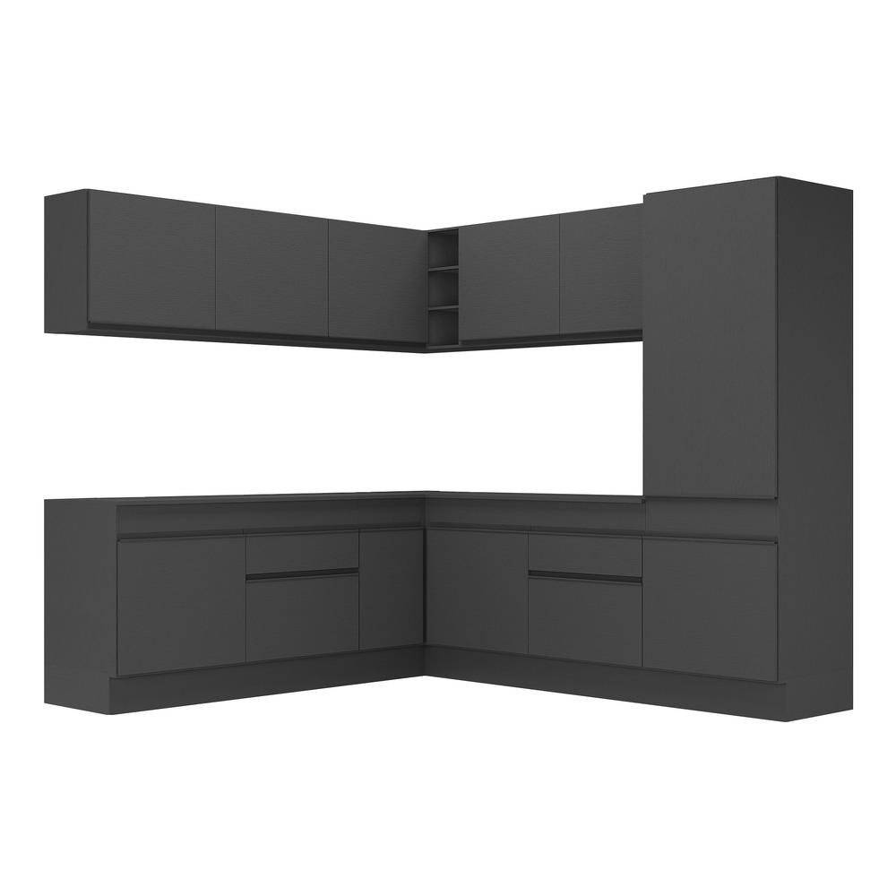 Armario de Cozinha Completa de Canto com Rodape Veneza Multimoveis MP2101.895 Preto