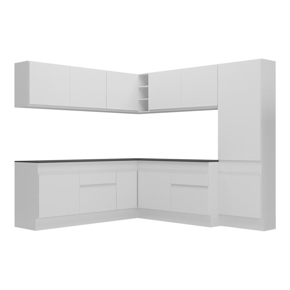 Armario de Cozinha Completa de Canto com Rodape Veneza Multimoveis MP2102.891 Branco