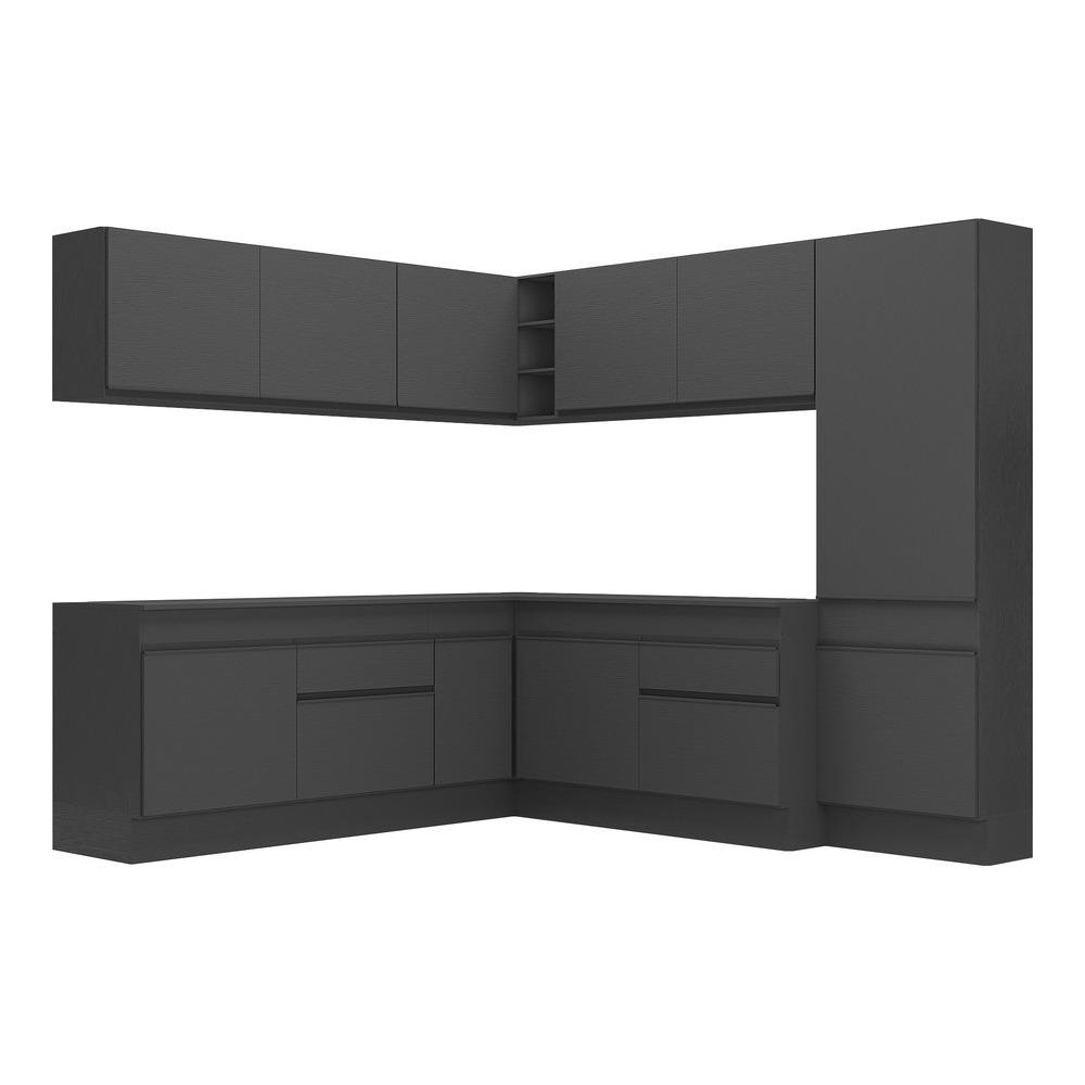 Armario de Cozinha Completa de Canto com Rodape Veneza Multimoveis MP2102.895 Preto