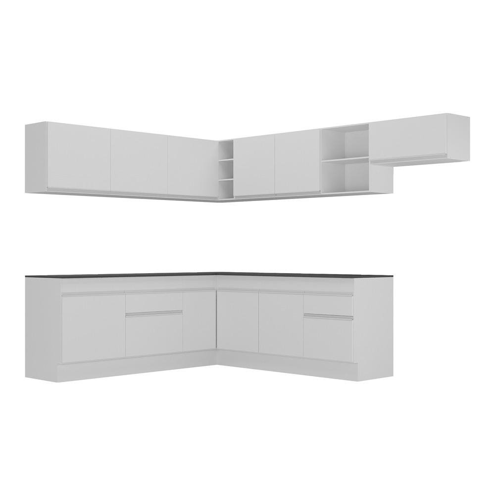 Armario de Cozinha Completa de Canto com Rodape Veneza Multimoveis MP2103.891 Branco