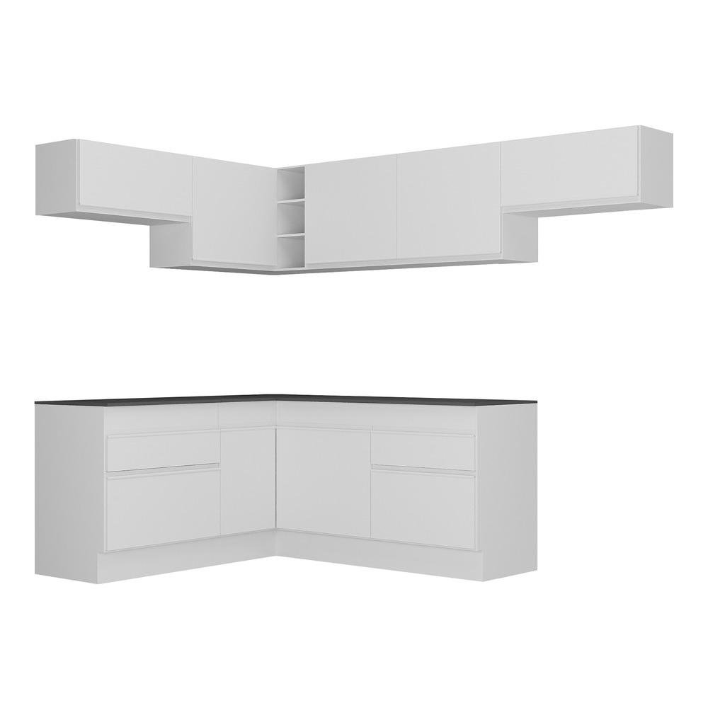 Armario de Cozinha Completa de Canto com Rodape Veneza Multimoveis MP2104.891 Branco