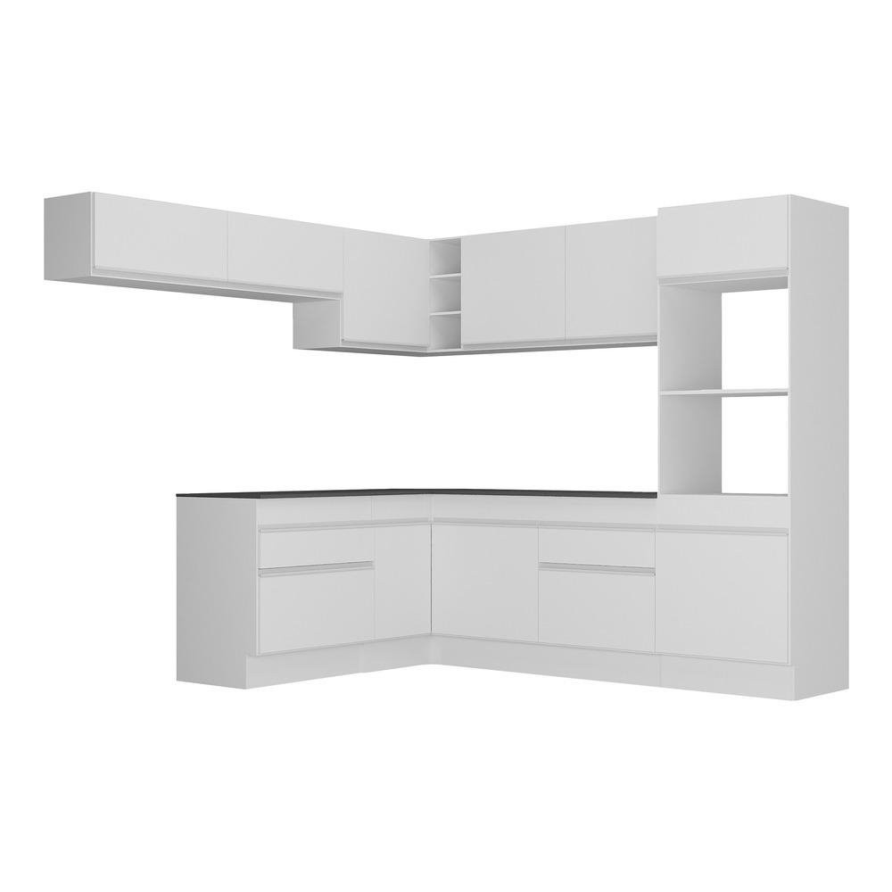 Armario de Cozinha Completa de Canto com Rodape Veneza Multimoveis MP2105.891 Branco