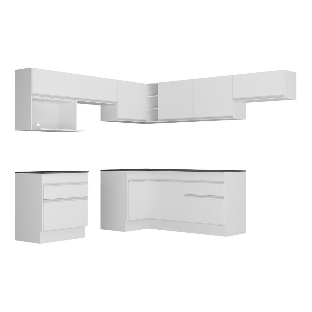 Armario de Cozinha Completa de Canto com Rodape Veneza Multimoveis MP2106.891 Branco