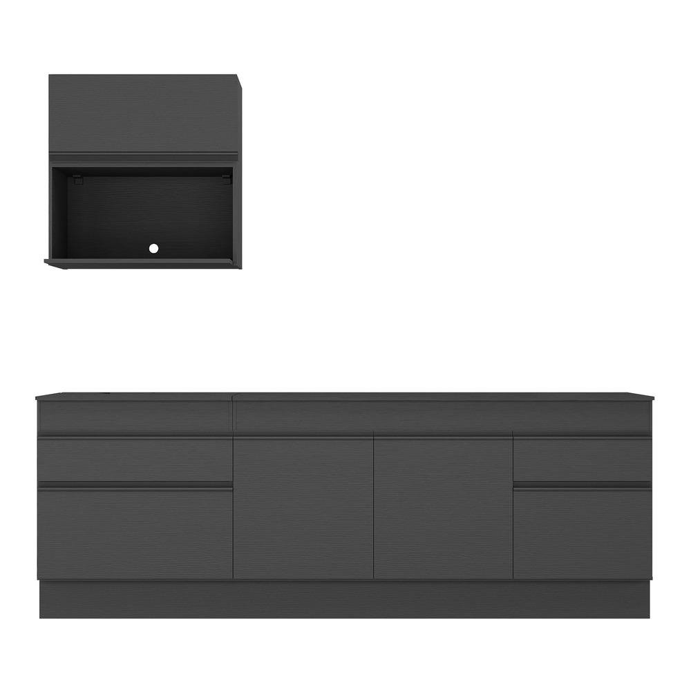 Armario de Cozinha Compacta com Rodape Veneza Multimoveis MP2110.895 Preto