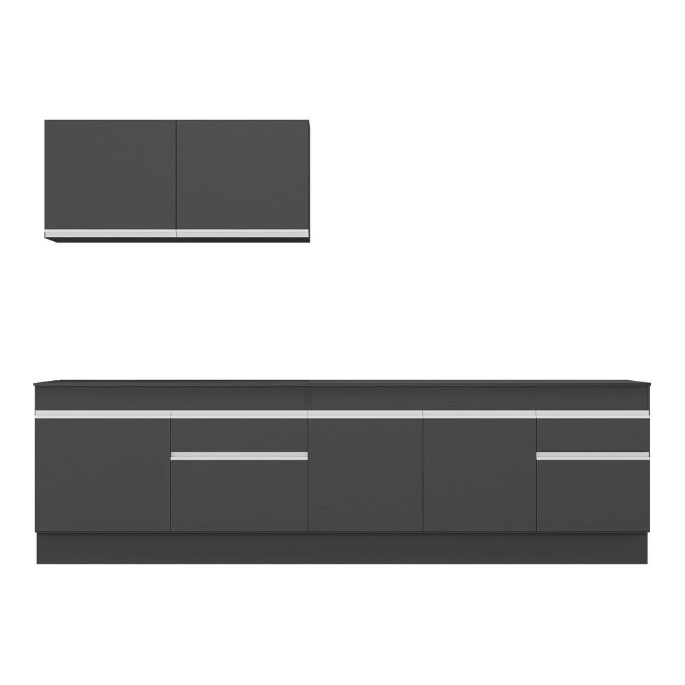 Armario de Cozinha Compacta com Rodape Veneza Multimoveis MP2111.898 Preto/Branco