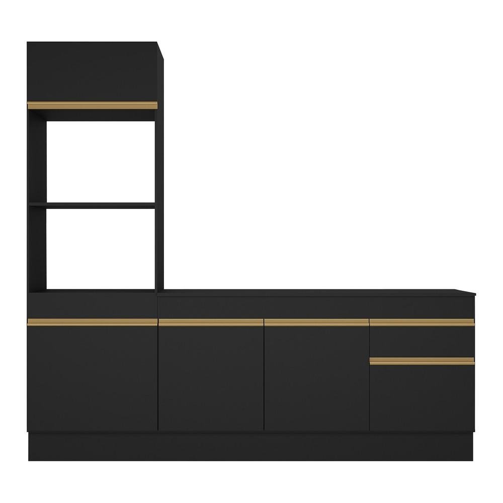 Armario de Cozinha Compacta com Rodape Veneza Multimoveis MP2113 Preta