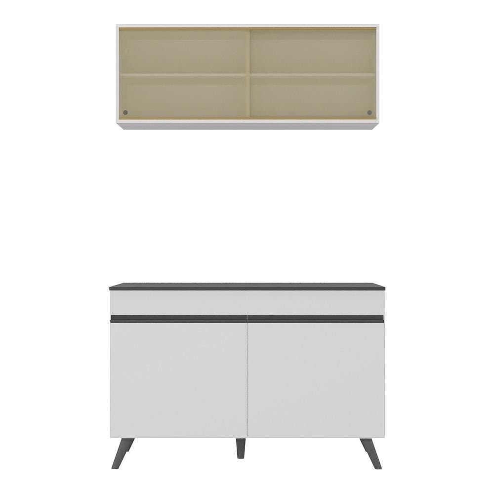 Armário de Cozinha Compacta 2 peças Veneza Multimóveis MP2140.964 Branco/Preto