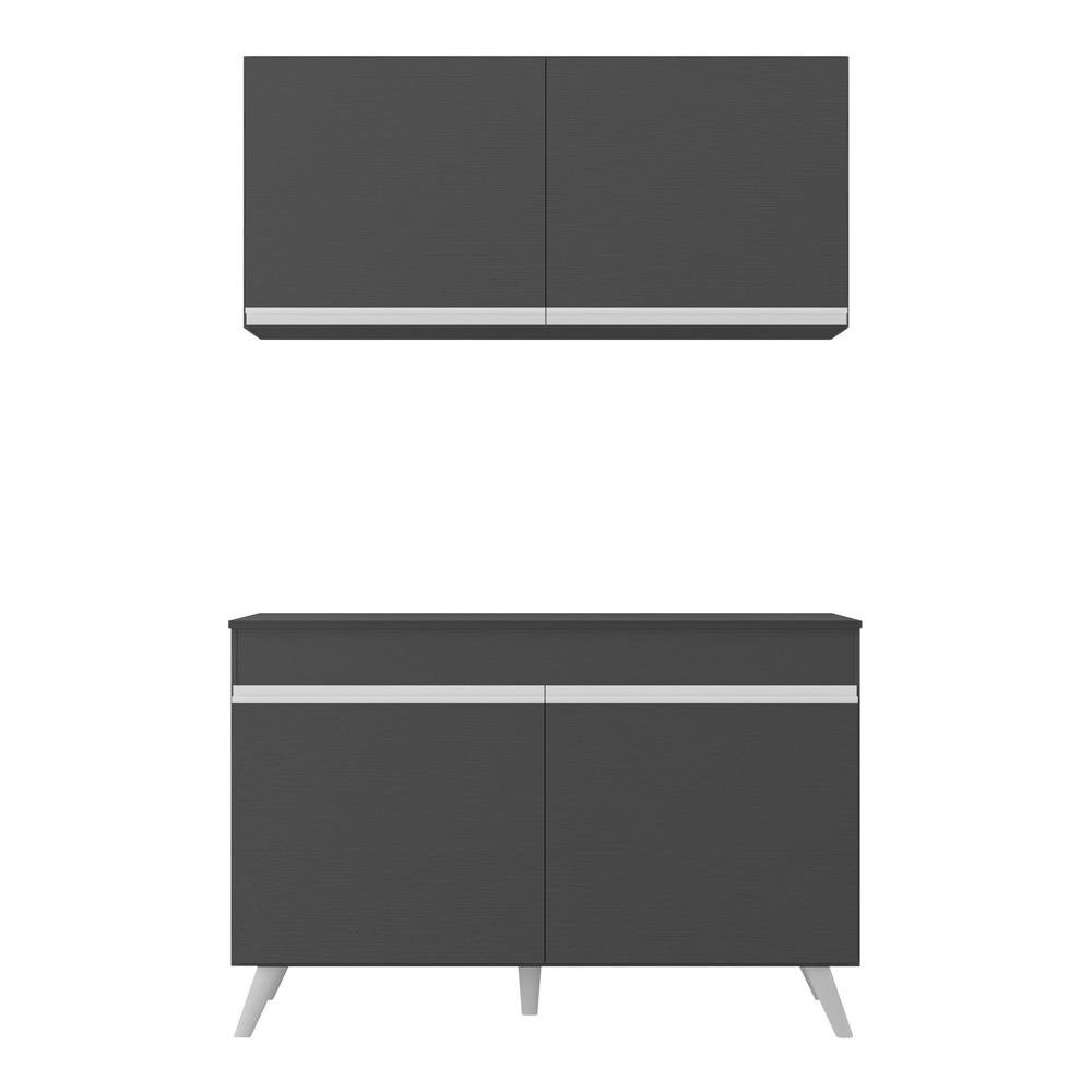 Armario de Cozinha Compacta 2 pecas Veneza Multimoveis MP2141.898 Preto/Branco
