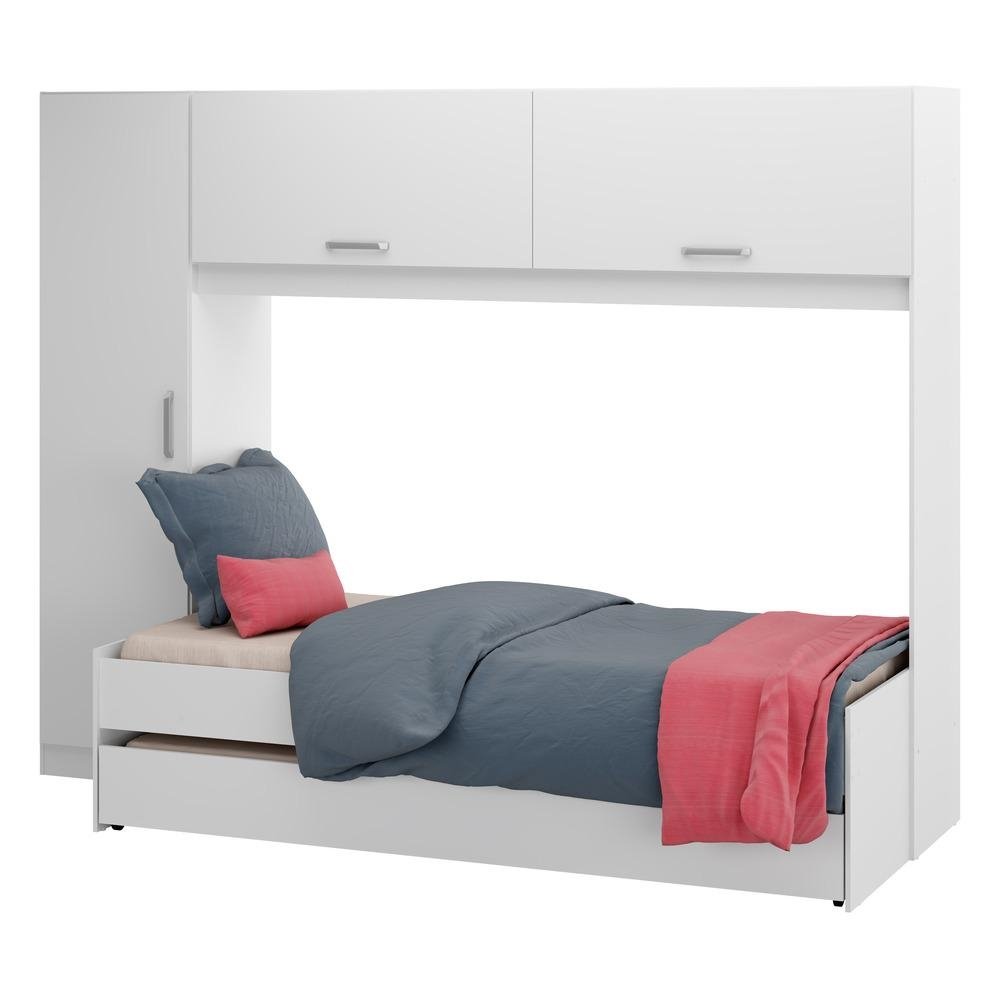 Bicama com Colchao Incluso e Guarda-Roupas/Roupeiro Multimoveis Branco