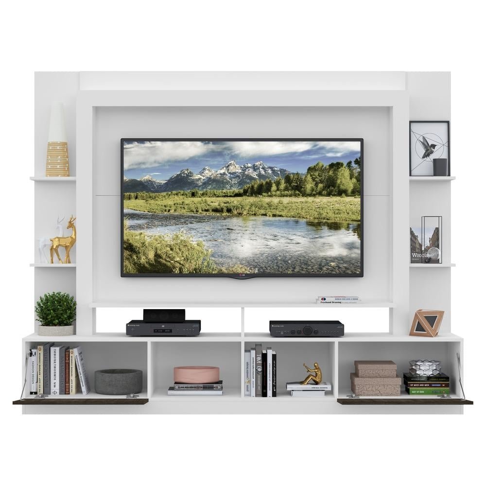 Estante Rack com Painel e Suporte TV 65" Moscou Multimoveis Branco/Tenerife