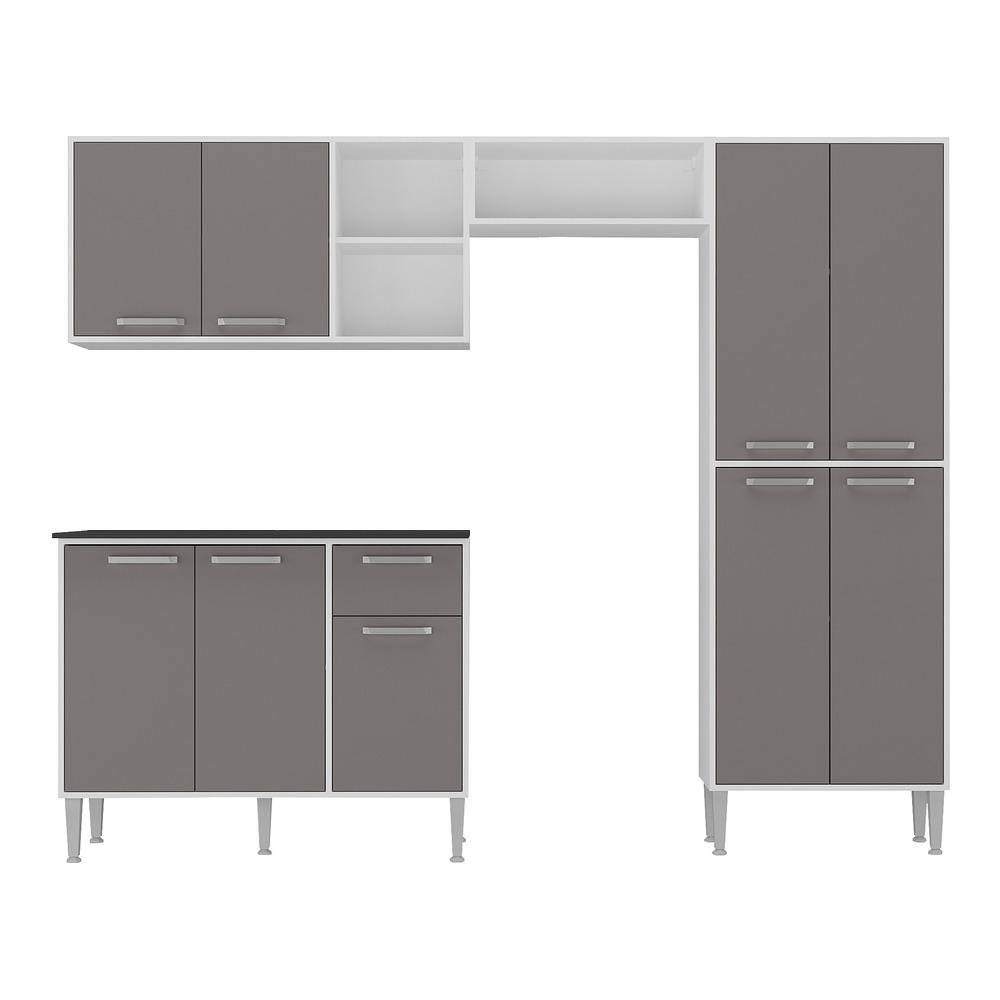 Armario de Cozinha Compacta Xangai Plus Multimoveis Branco/Fume