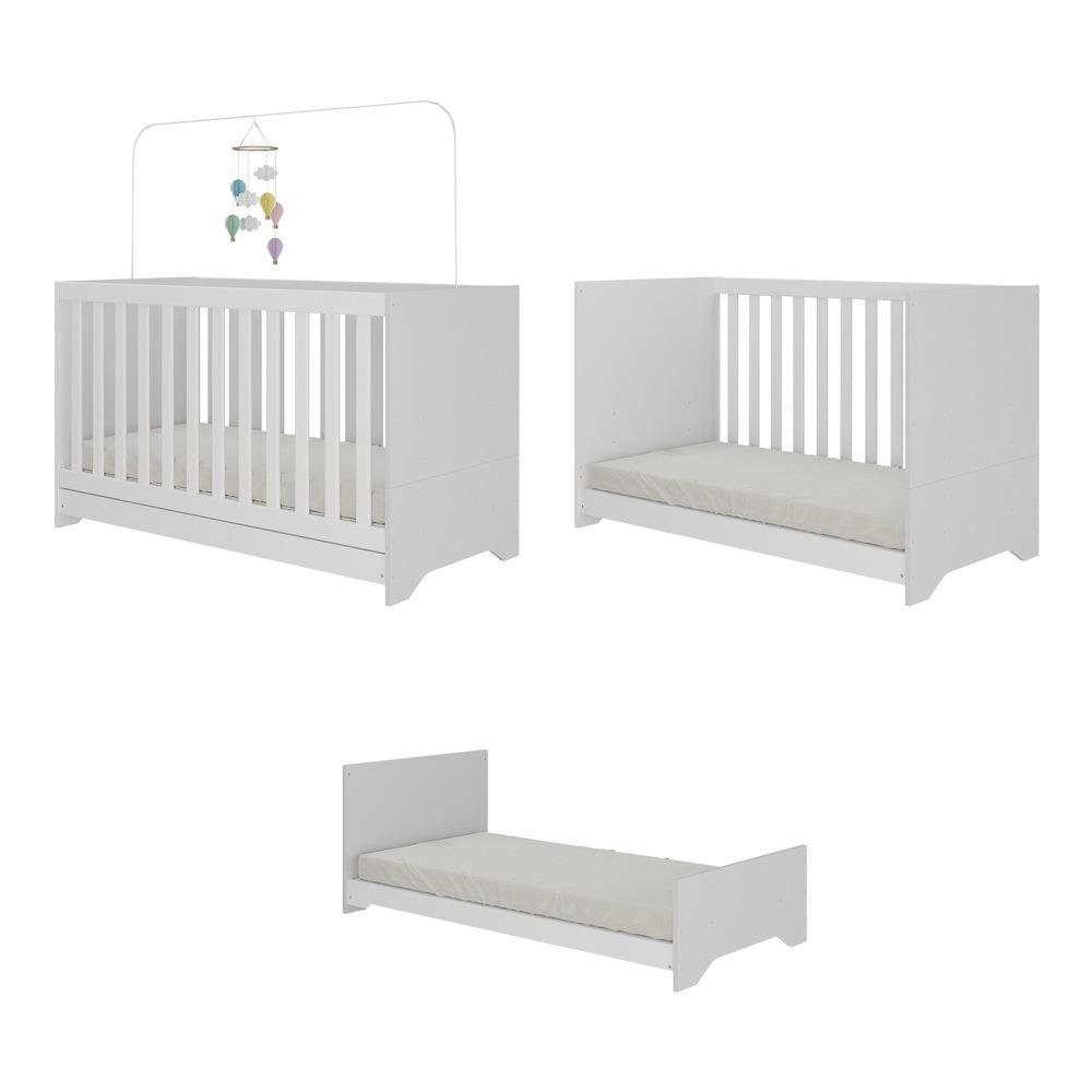 Berco 3 em 1 vira cama com Colchao Incluso Elza Multimoveis Branco