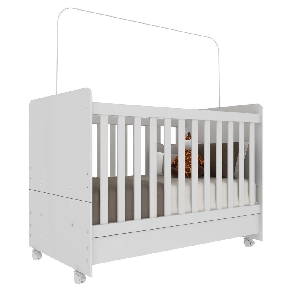 Berco Americano 3 em 1 com Colchao Incluso e Rodizios Bambino Multimoveis Branco
