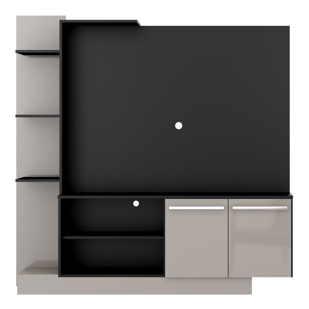 Estante Home Theater com Suporte P/TV ate 55`` Denver Multimoveis Preto/Lacca Fume