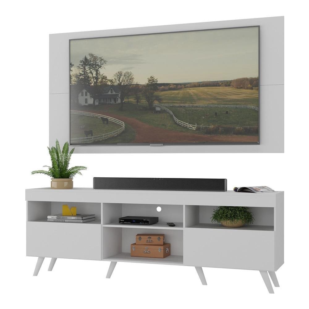 Rack c/ Painel P/TV ate 65" e Pes Retro Florida Multimoveis Branco