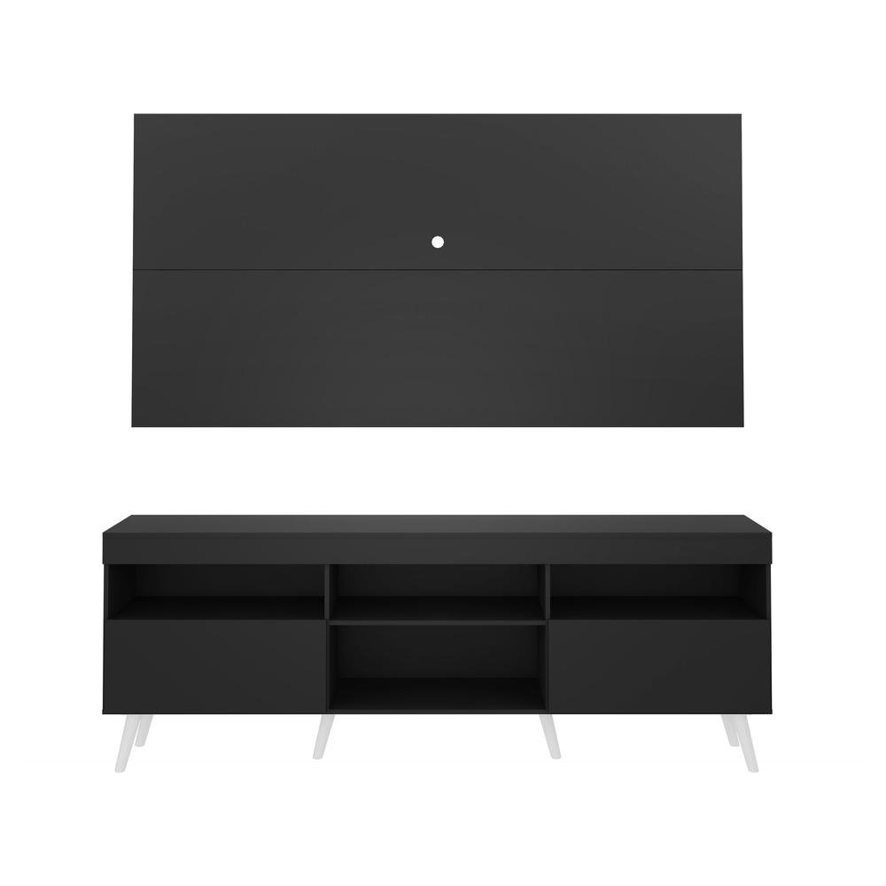 Rack c/ Painel P/TV ate 65" e Pes Retro Florida Multimoveis Preto/Branco