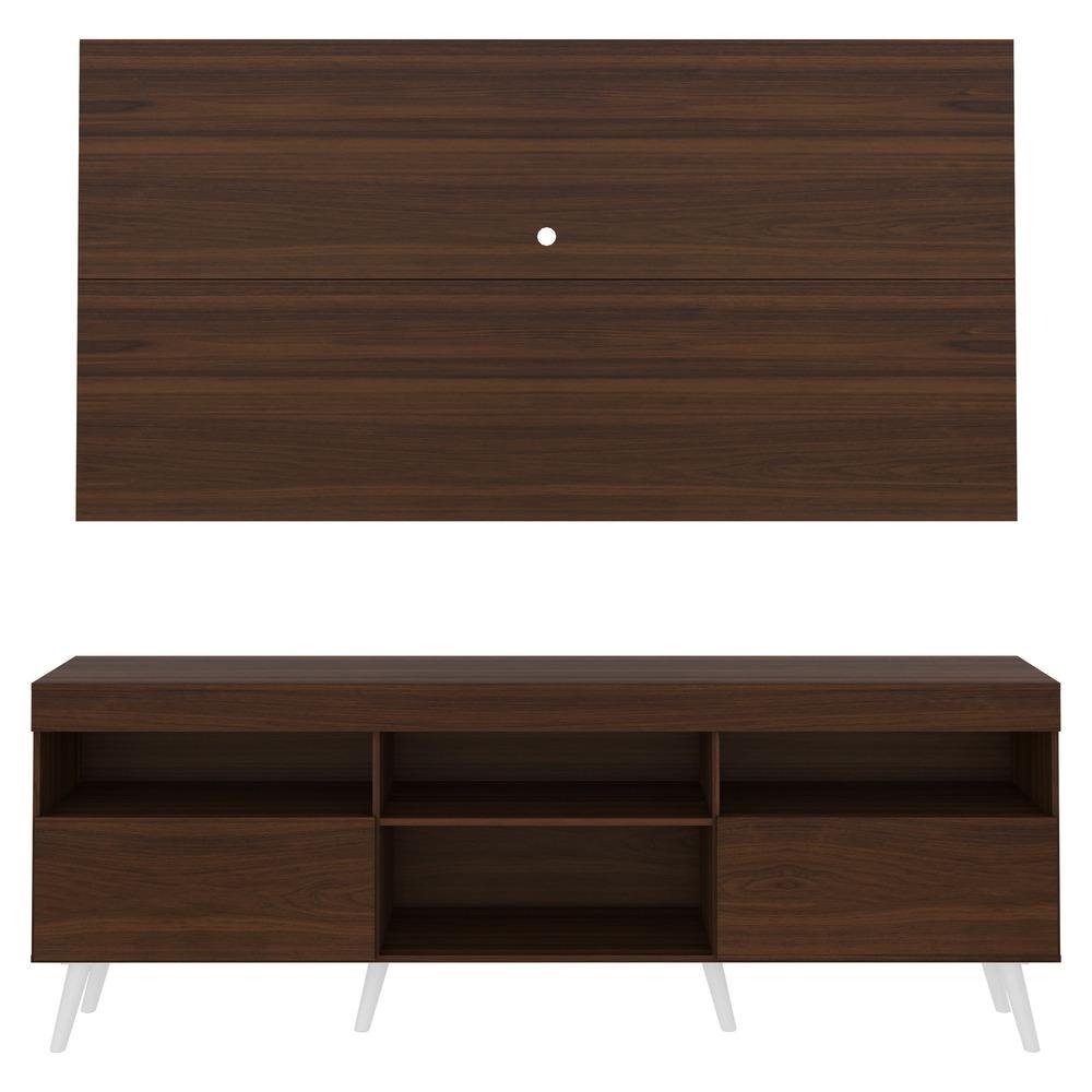 Rack c/ Painel e Suporte TV 65" e Pes Retro Florida Multimoveis Duna/Branco