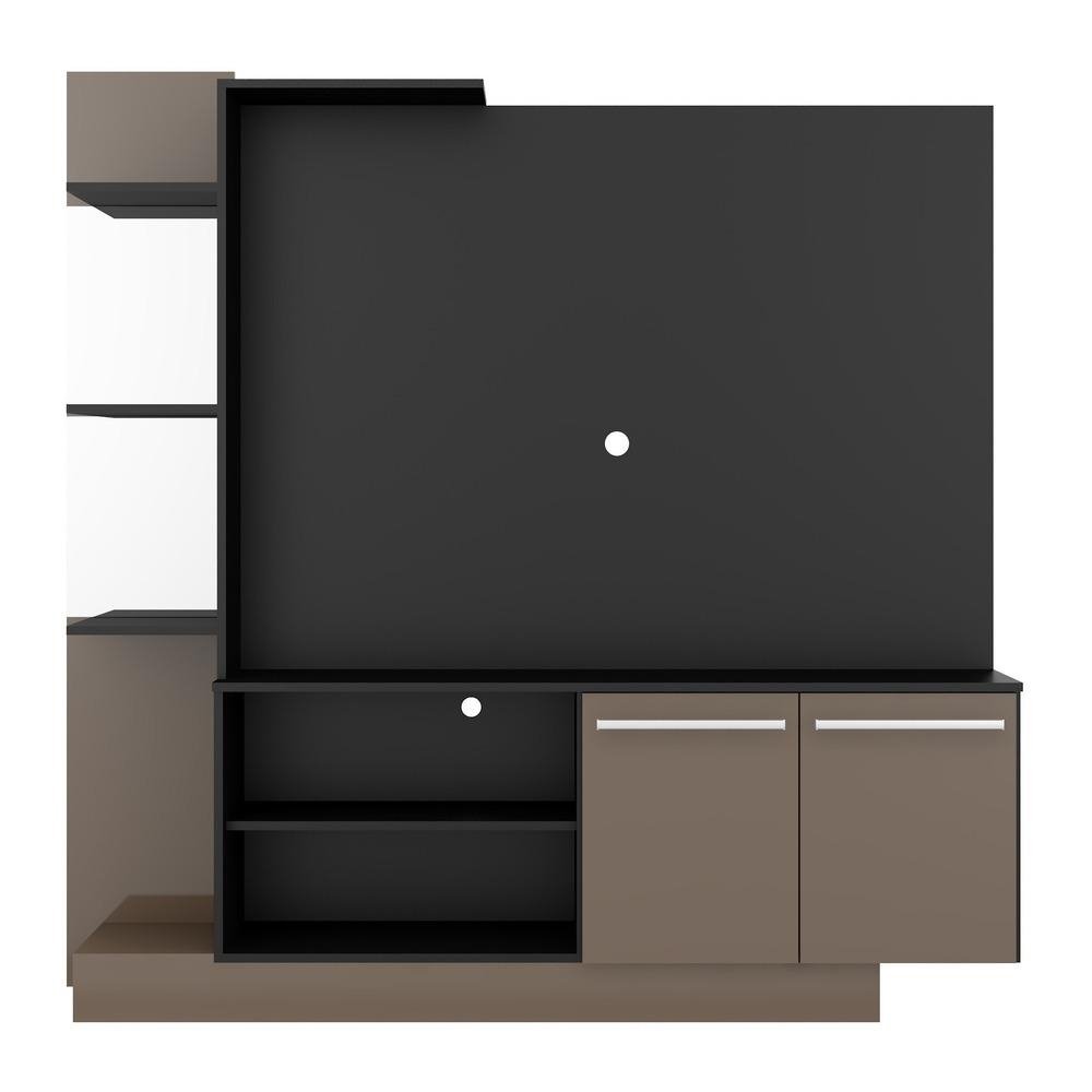 Estante com Painel TV 55" com Espelho Denver Multimoveis Preto/Lacca Fume