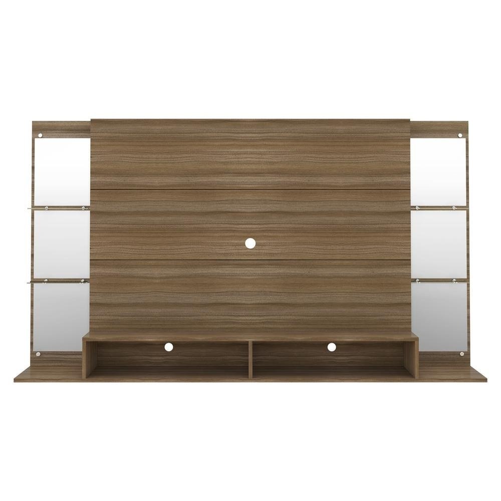 Painel TV 60" com Suporte, Espelho e Prateleiras de Vidro Nairobi Multimoveis Madeirado