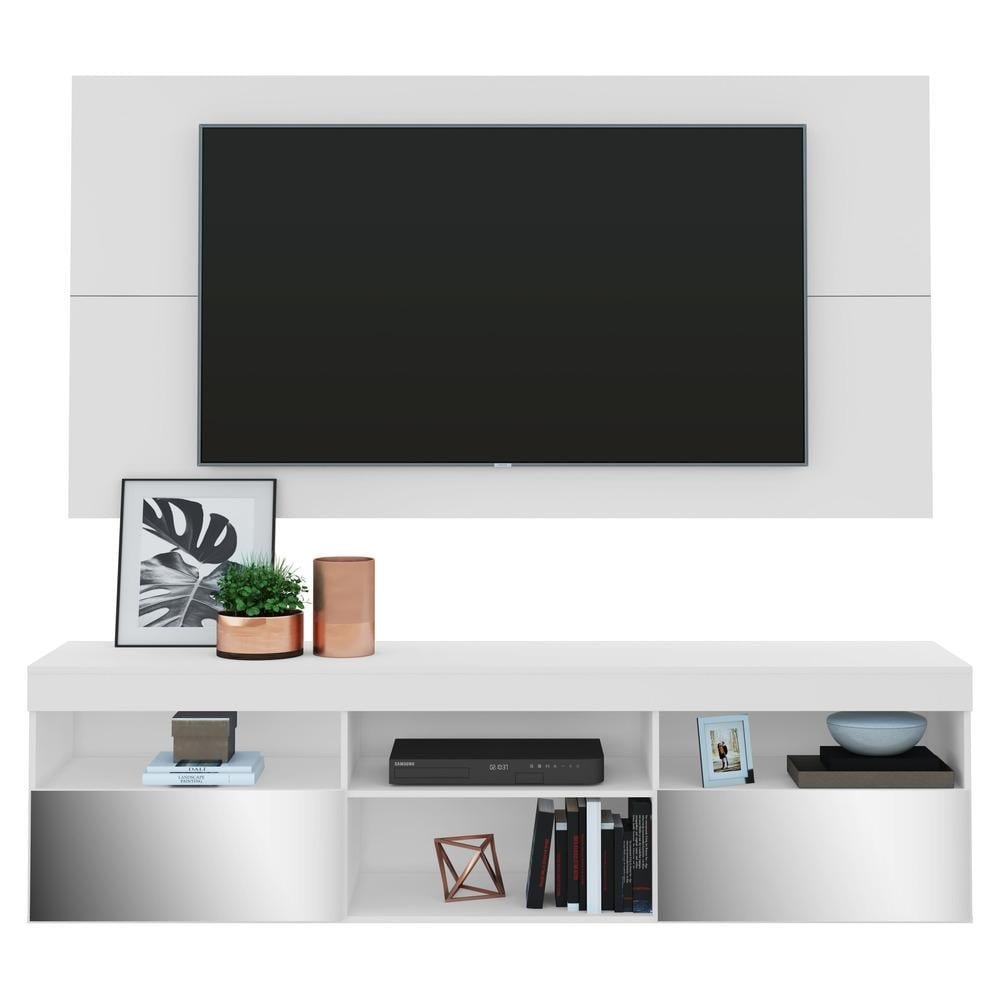 Painel TV ate 65 polegadas com Rack Suspenso e Espelho Florida Multimoveis Branco