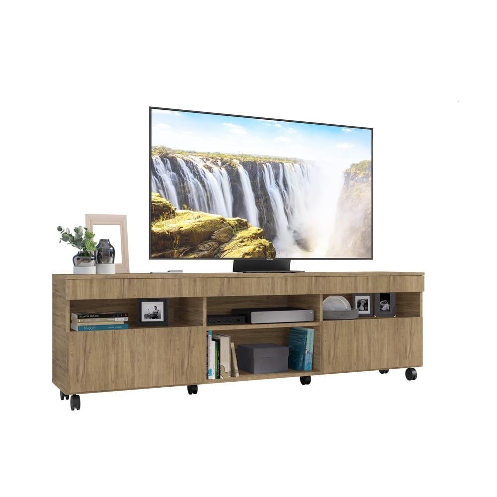 Rack TV 65" com Rodizios e 2 Portas Paris Multimoveis Rustic