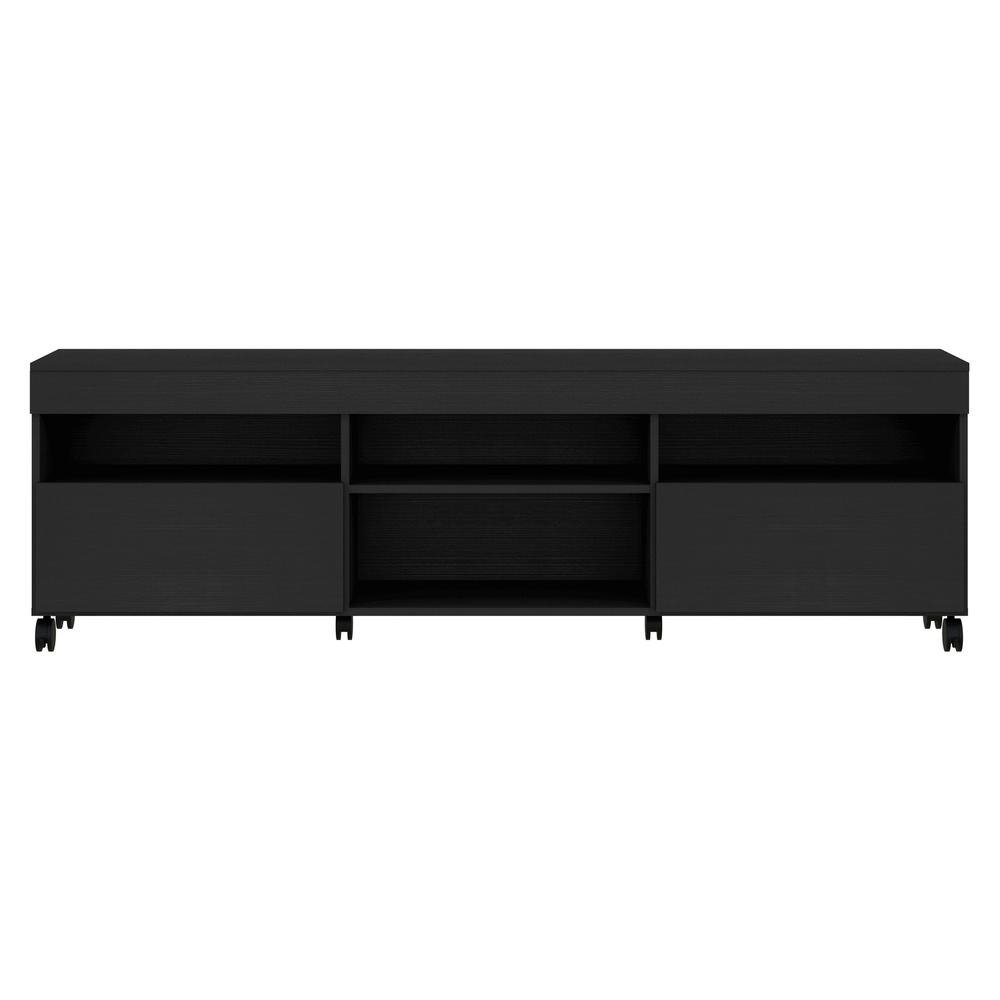 Rack TV 65" com Rodizios e 2 Portas Paris Multimoveis Preto