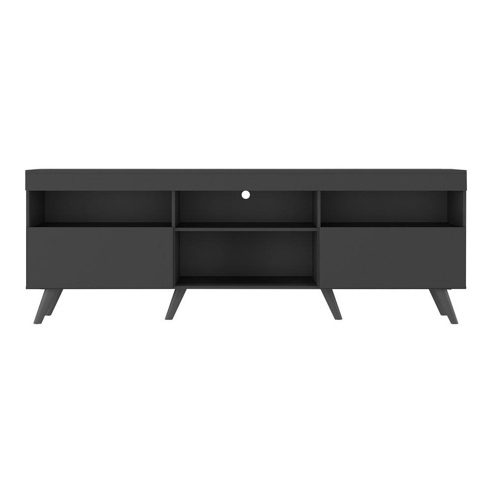 Rack TV 65" com Pes Retro e 2 Portas Paris Multimoveis Preto
