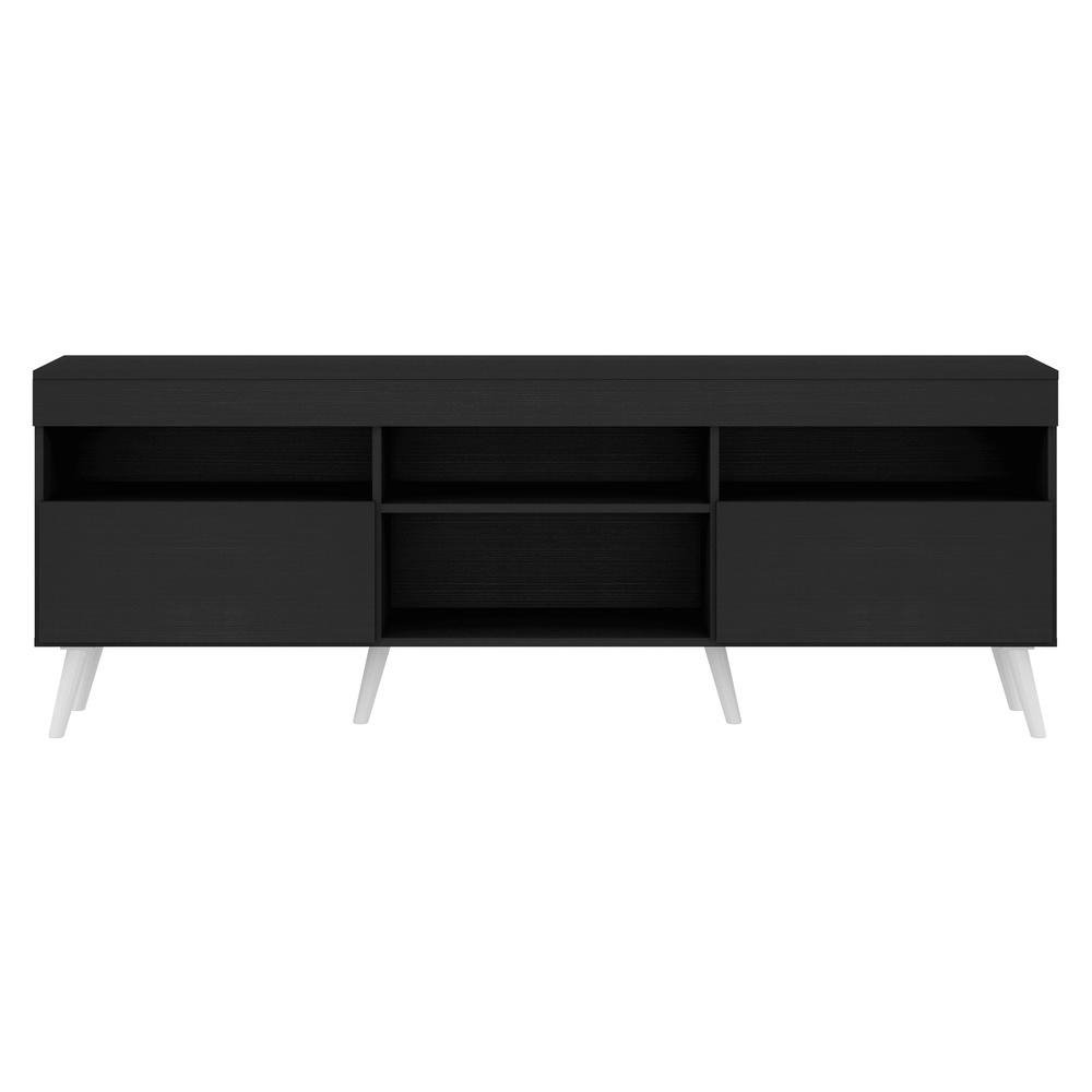Rack TV 65" com Pes Retro e 2 Portas Paris Multimoveis Preto/Branco