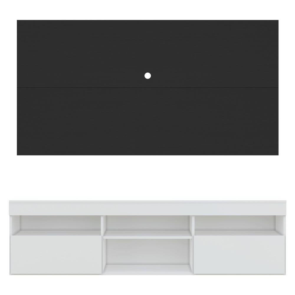 Rack com Painel TV 65" com 2 portas Londres Multimoveis Branco/Preto