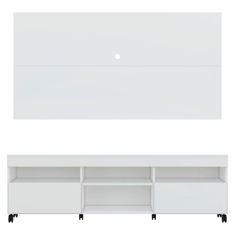 Rack com Painel para TV ate 65" com Rodizios e 2 portas Londres Multimoveis Branco