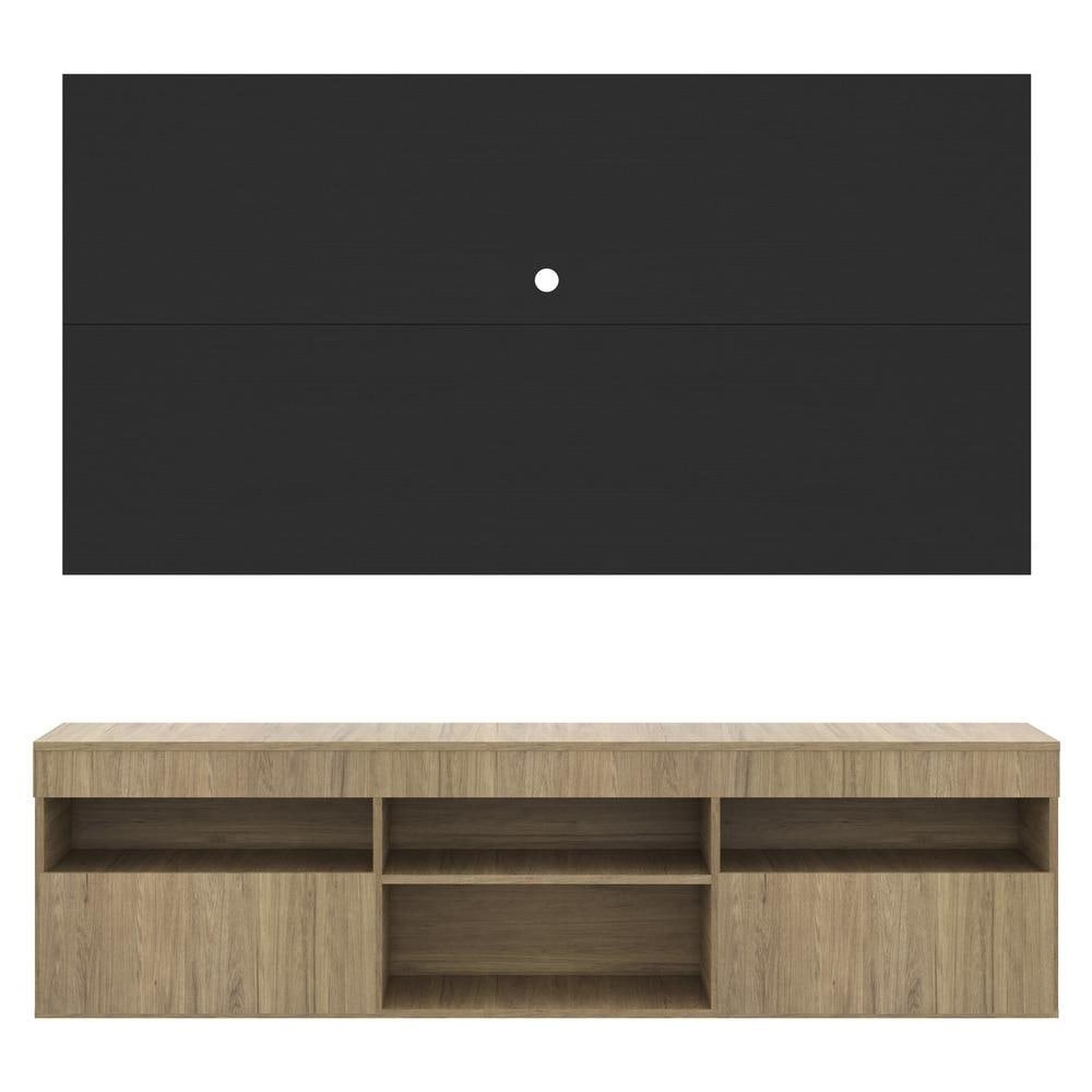 Rack com Painel para TV ate 65" Suspenso com 2 Portas Londres Multimoveis Rustic/Preto