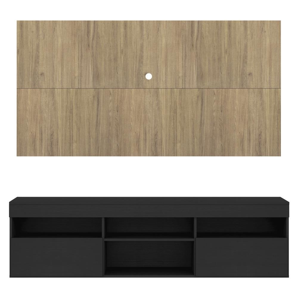 Rack com Painel para TV ate 65" Suspenso com 2 Portas Londres Multimoveis Preto/Rustic