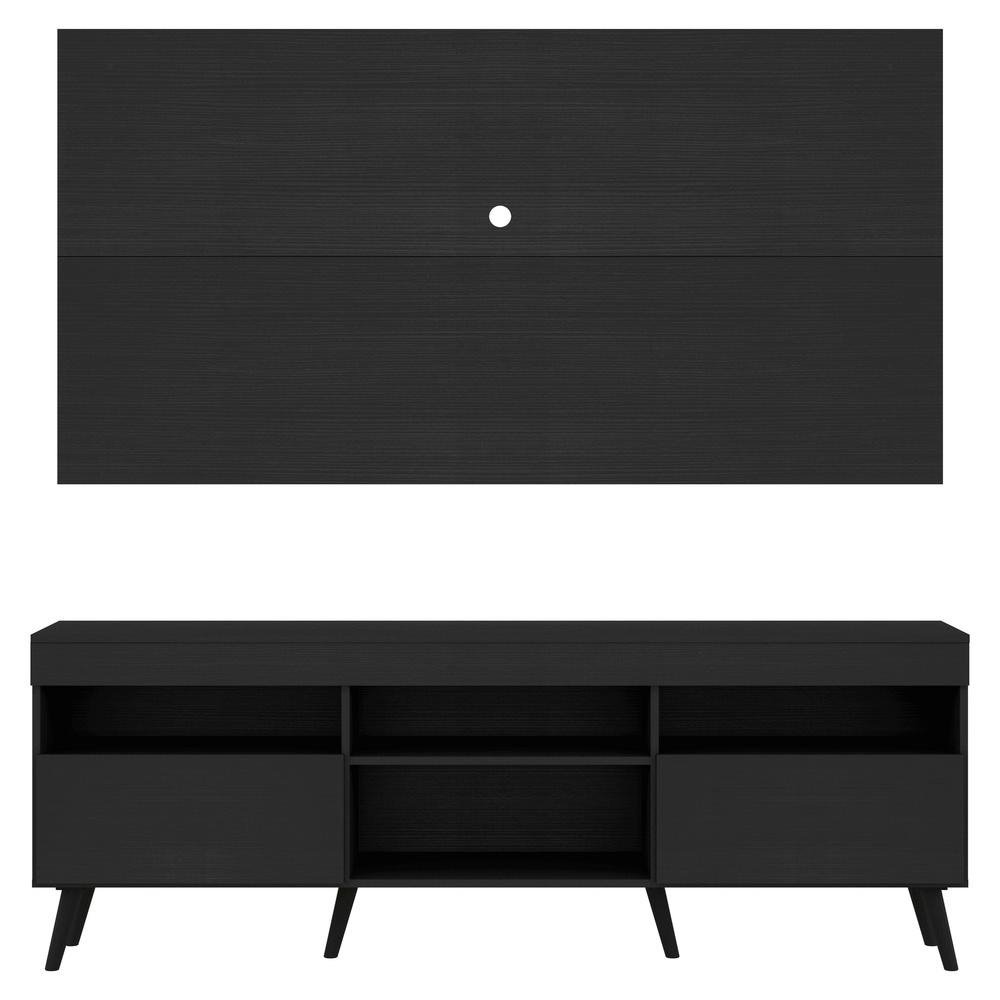 Rack com Painel para TV ate 65" Pes Retro com 2 Portas Londres Multimoveis Preto