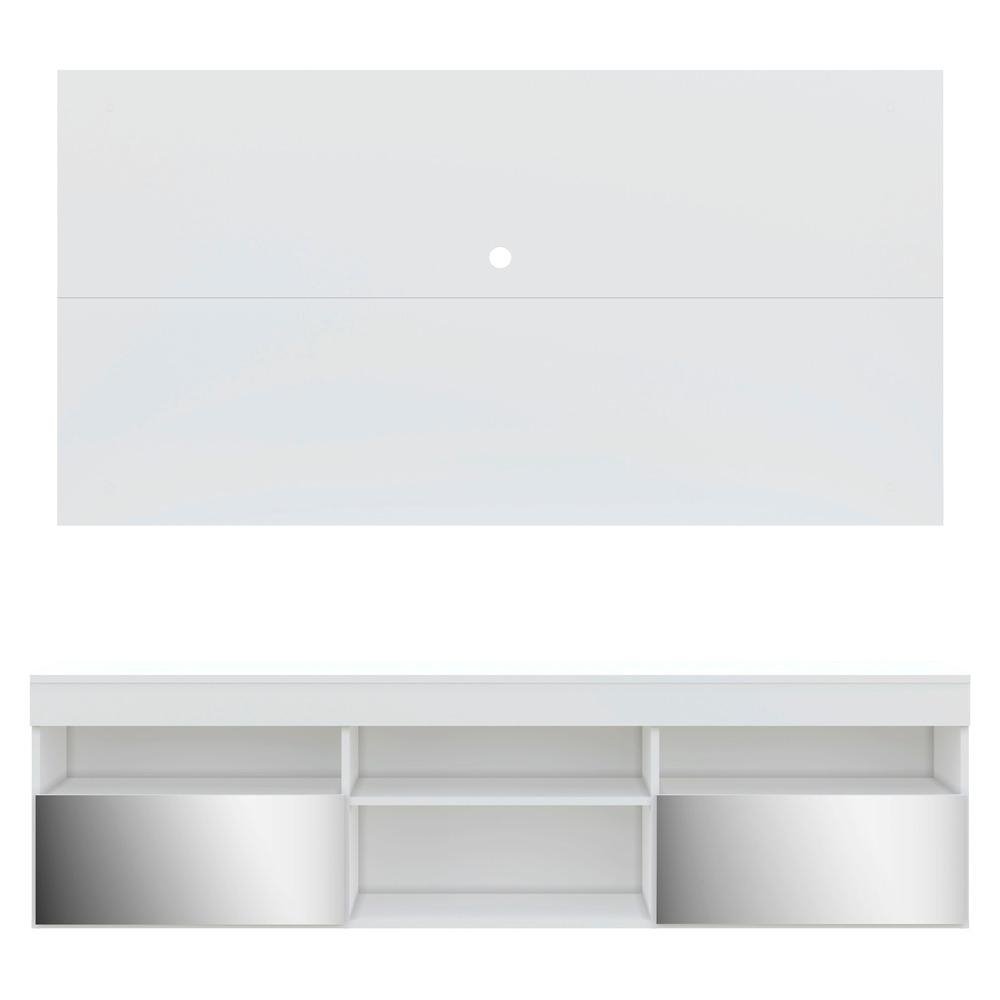 Rack com Espelho, Painel TV 65" e 2 Portas Londres Multimoveis Branco