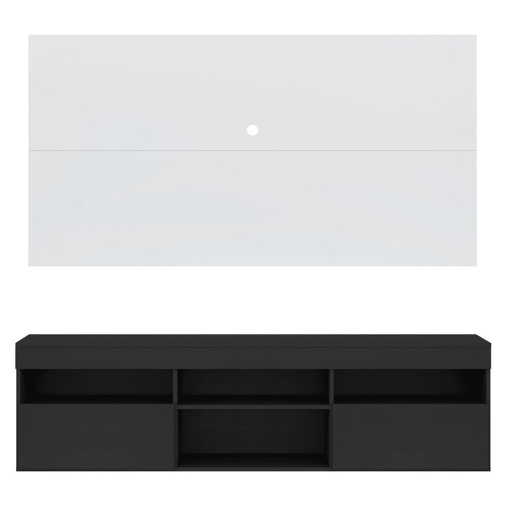 Rack com Painel e Suporte TV 65" com 2 portas Londres Multimoveis Preto/Branco