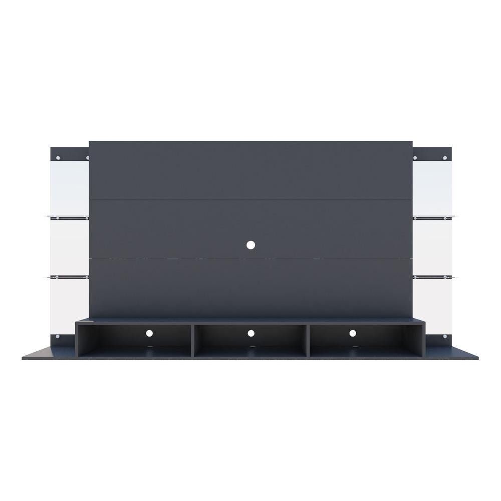 Painel TV 65" com Suporte, Espelho e Prateleiras de Vidro Nairobi Plus Multimoveis Preto