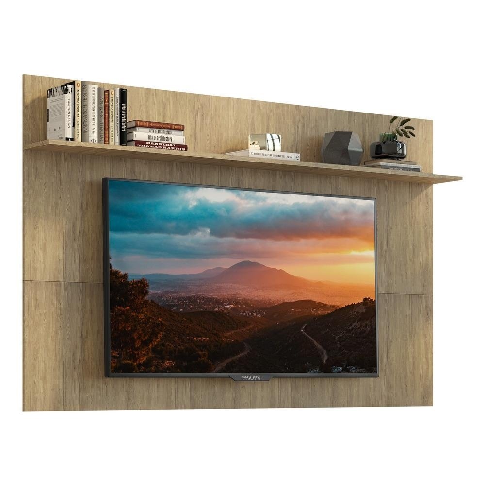 Painel para TV ate 65" com Prateleira Amsterda Plus Multimoveis Rustic