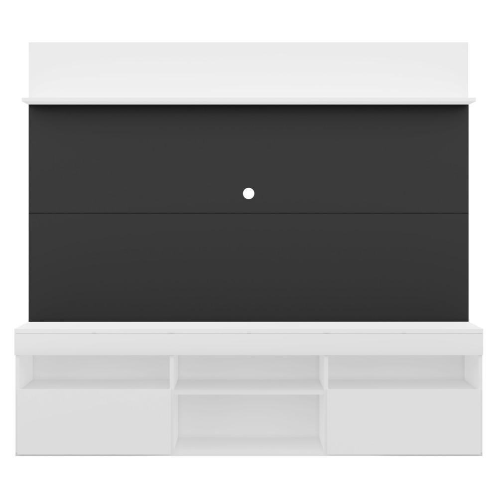Rack com Painel TV 65" Madri Multimoveis e Prateleira Branco/Preto