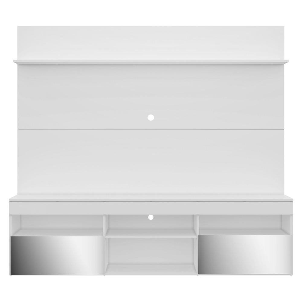 Rack com Espelho e Painel TV 65" com Suporte e Prateleira Madri Multimoveis Branco
