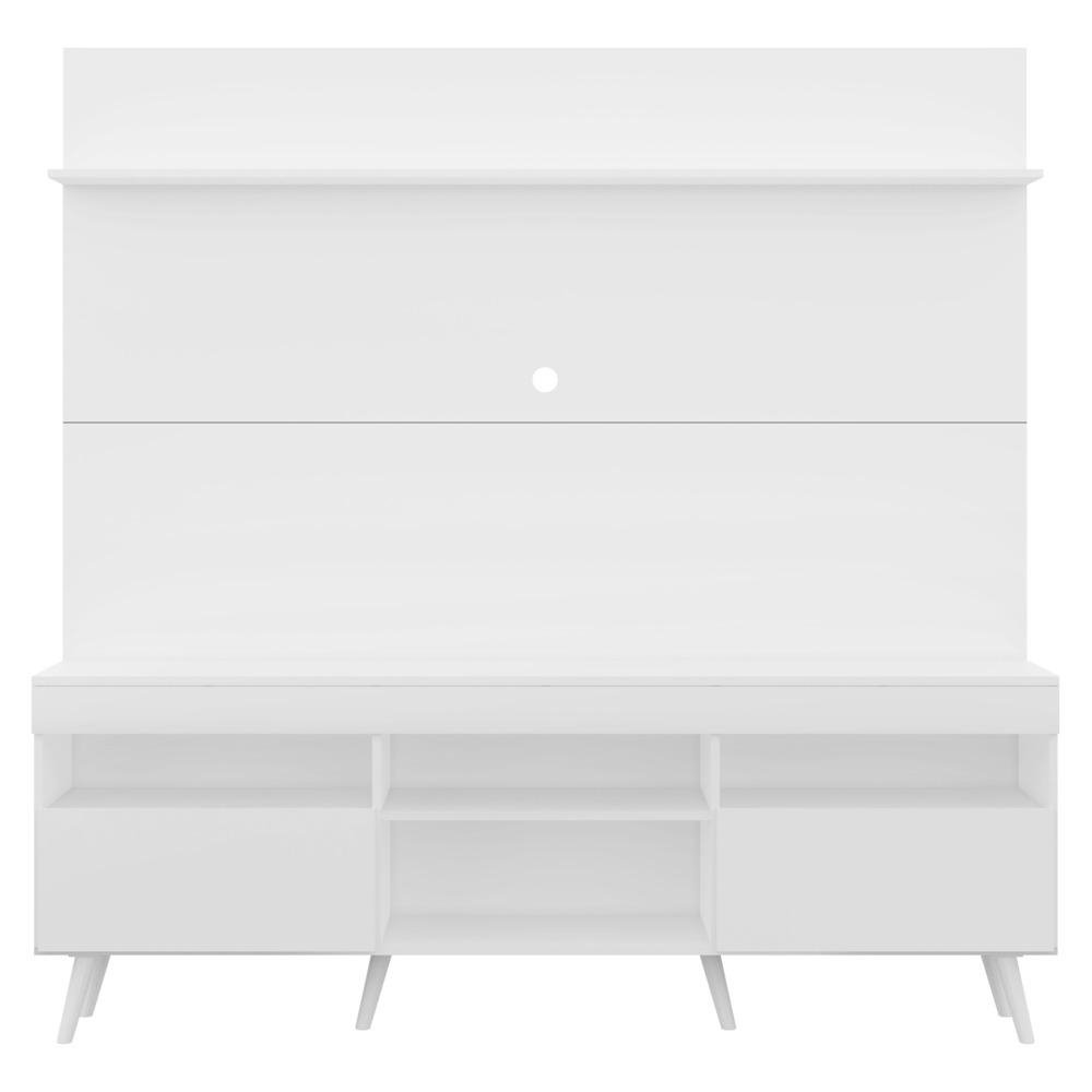 Rack com Painel TV 65" Madri Multimoveis Pes Retro e Prateleira Branco