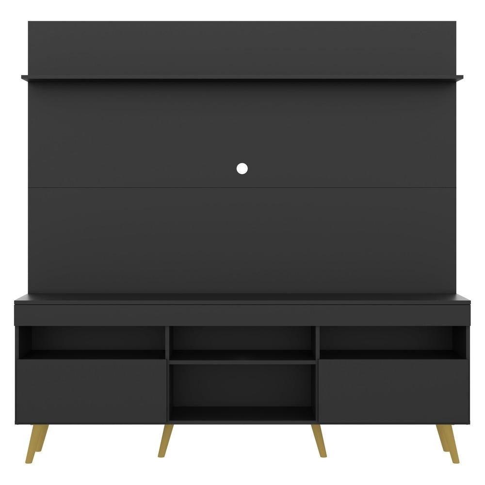 Rack com Painel e Suporte TV 65" Madri Multimoveis Pes Retro e Prateleira Preto/Natural