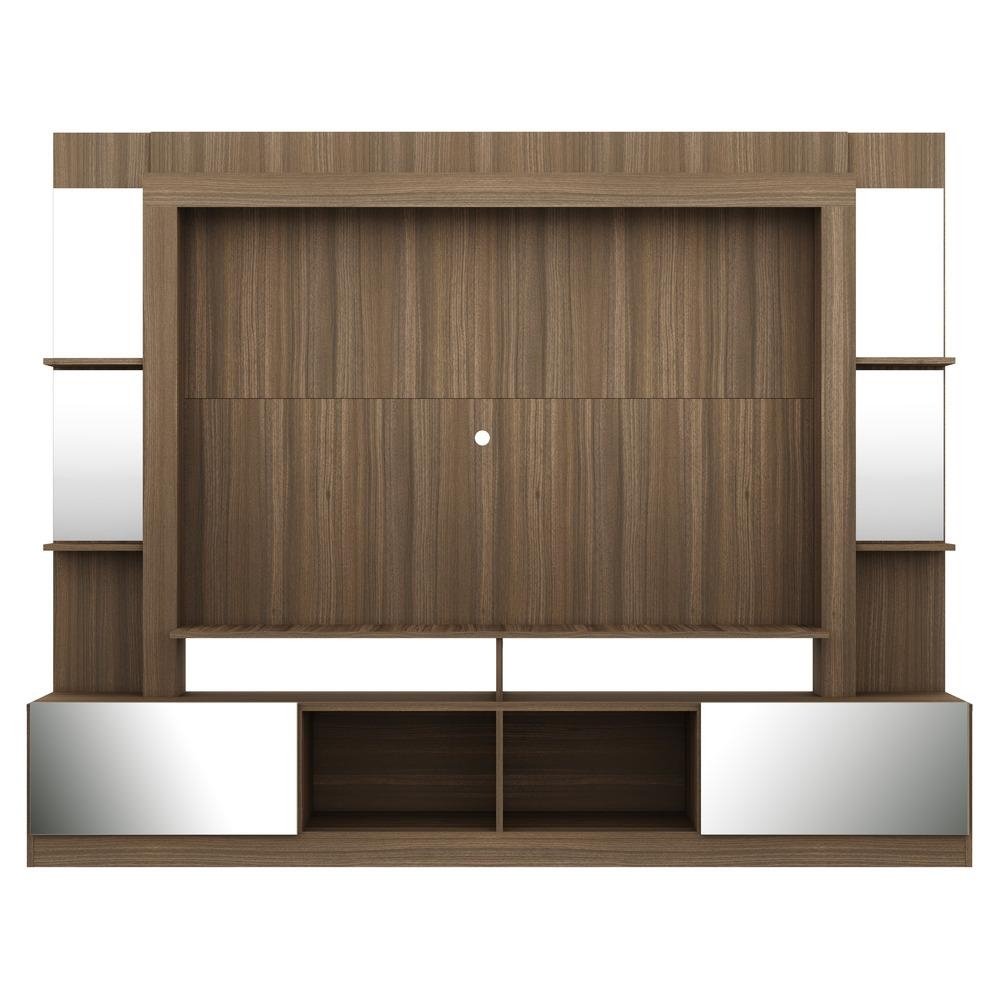 Rack Estante com Suporte TV 65" e Espelho Oslo Multimoveis Madeirado/Lacca Fume