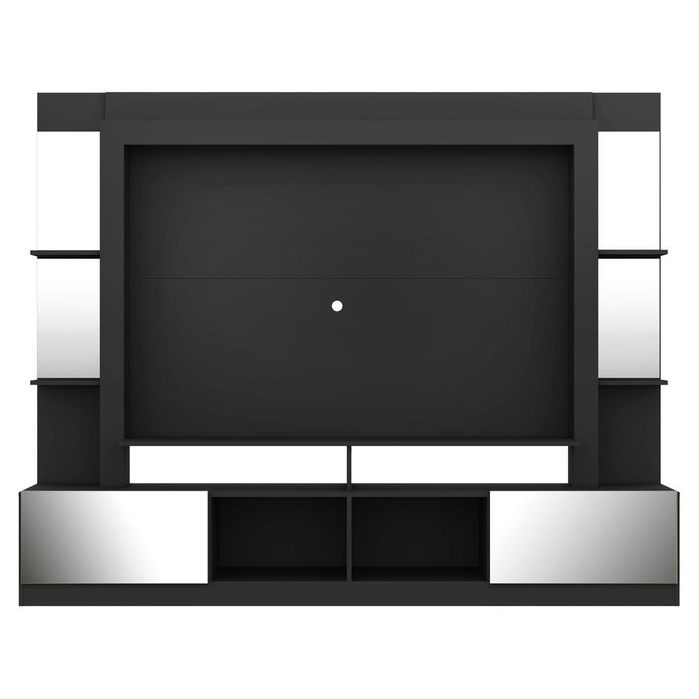 Rack Estante com Suporte TV 65" e Espelho Oslo Multimoveis Preto/Lacca Fume