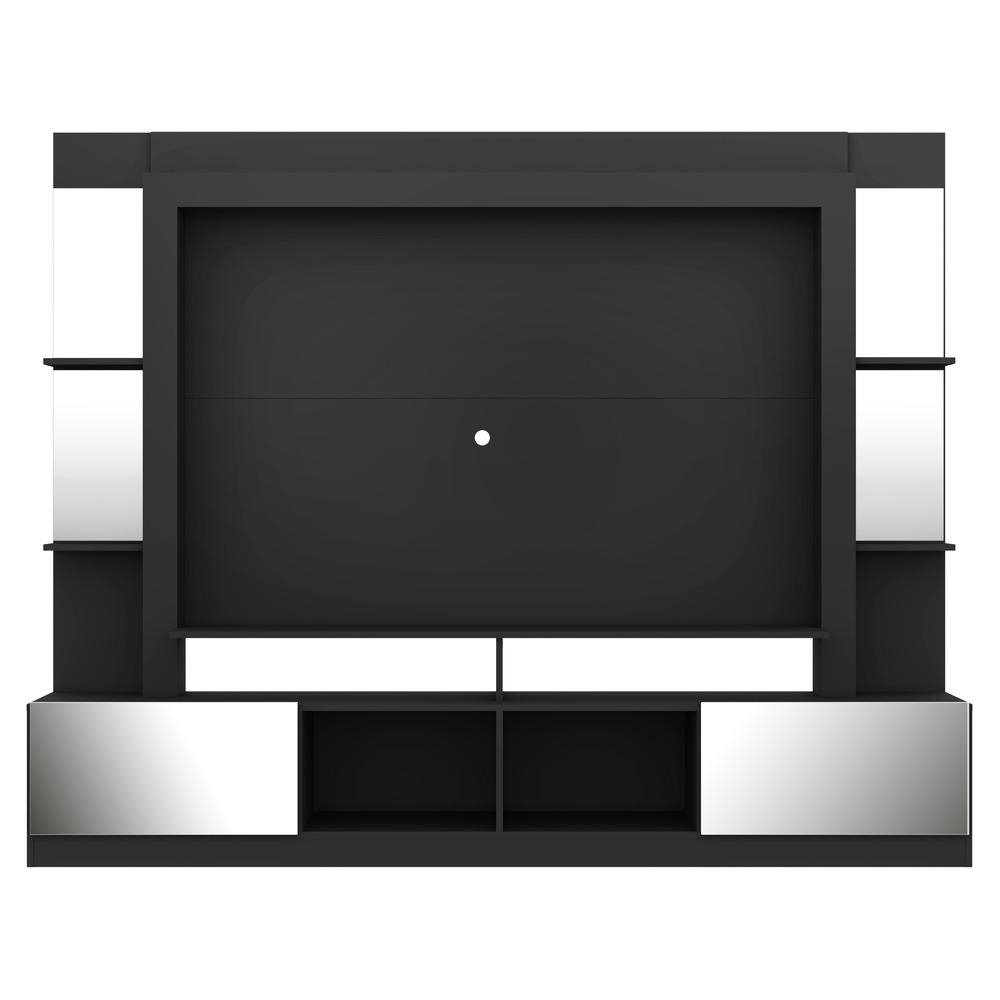 Rack Estante com Suporte TV 65" e Espelho Oslo Multimoveis Preto/Branco