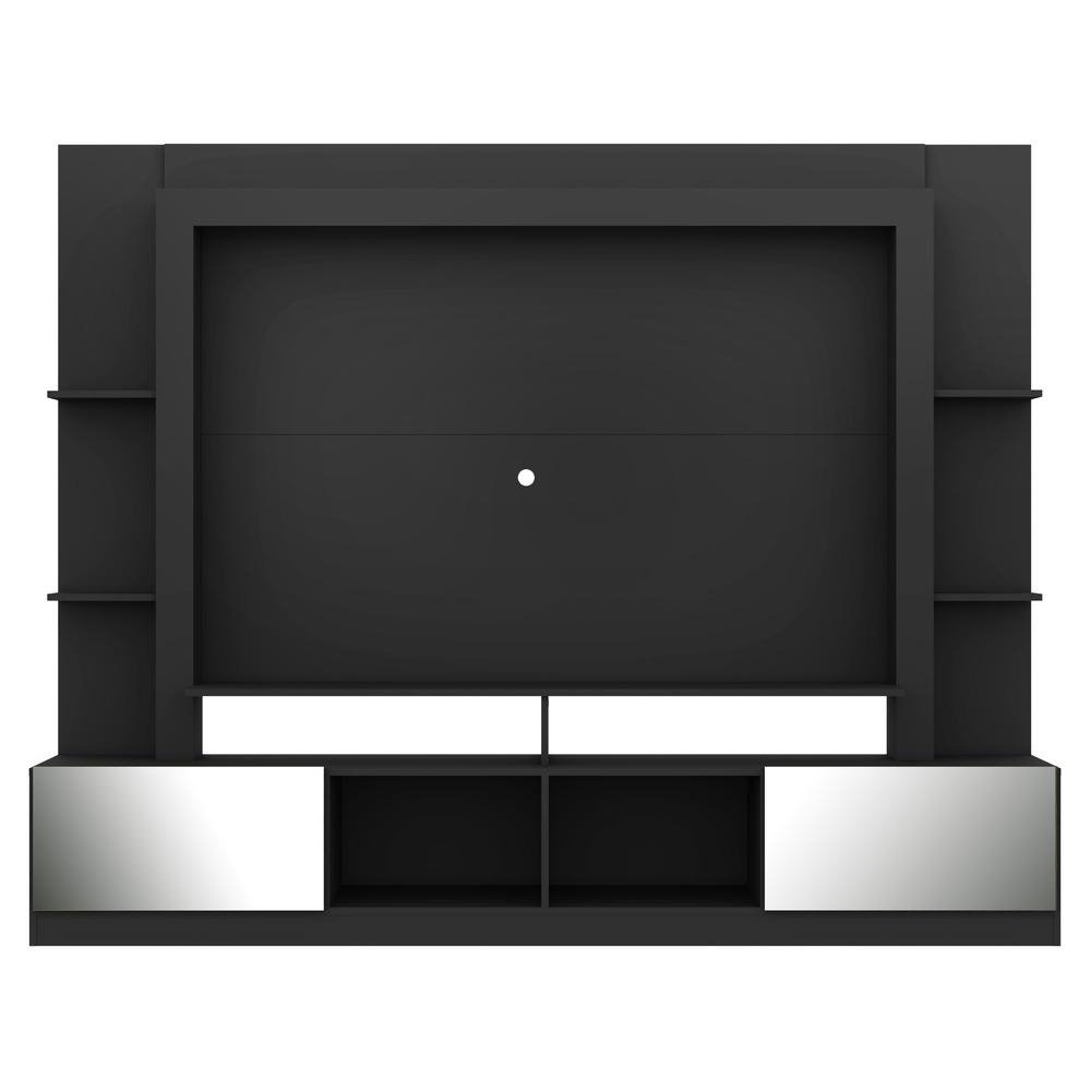 Rack c/ Painel e Suporte TV 65" Portas c/ Espelho Oslo Multimoveis Preto/Tenerife