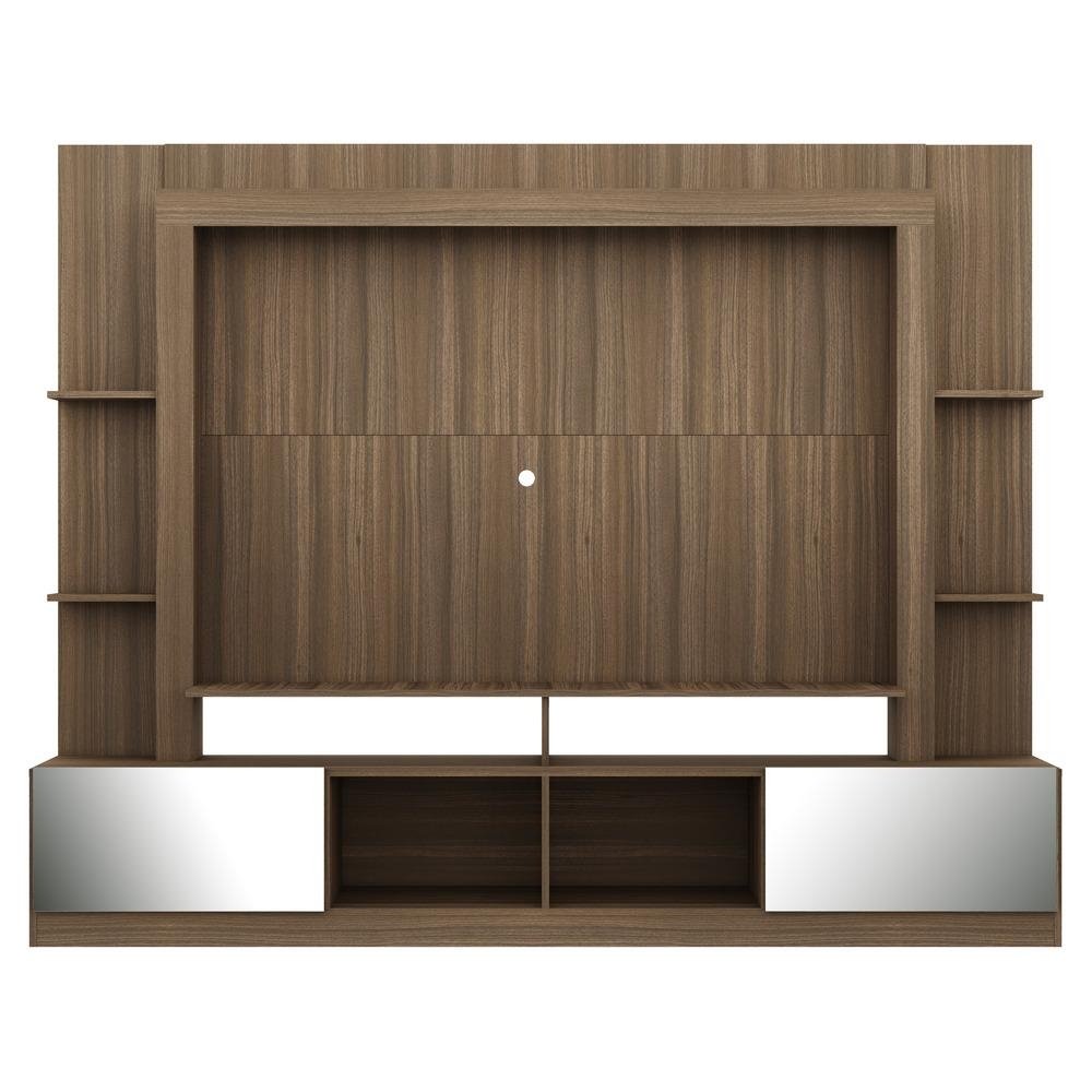 Rack c/ Painel e Suporte TV 65" Portas c/ Espelho Oslo Multimoveis Madeirado