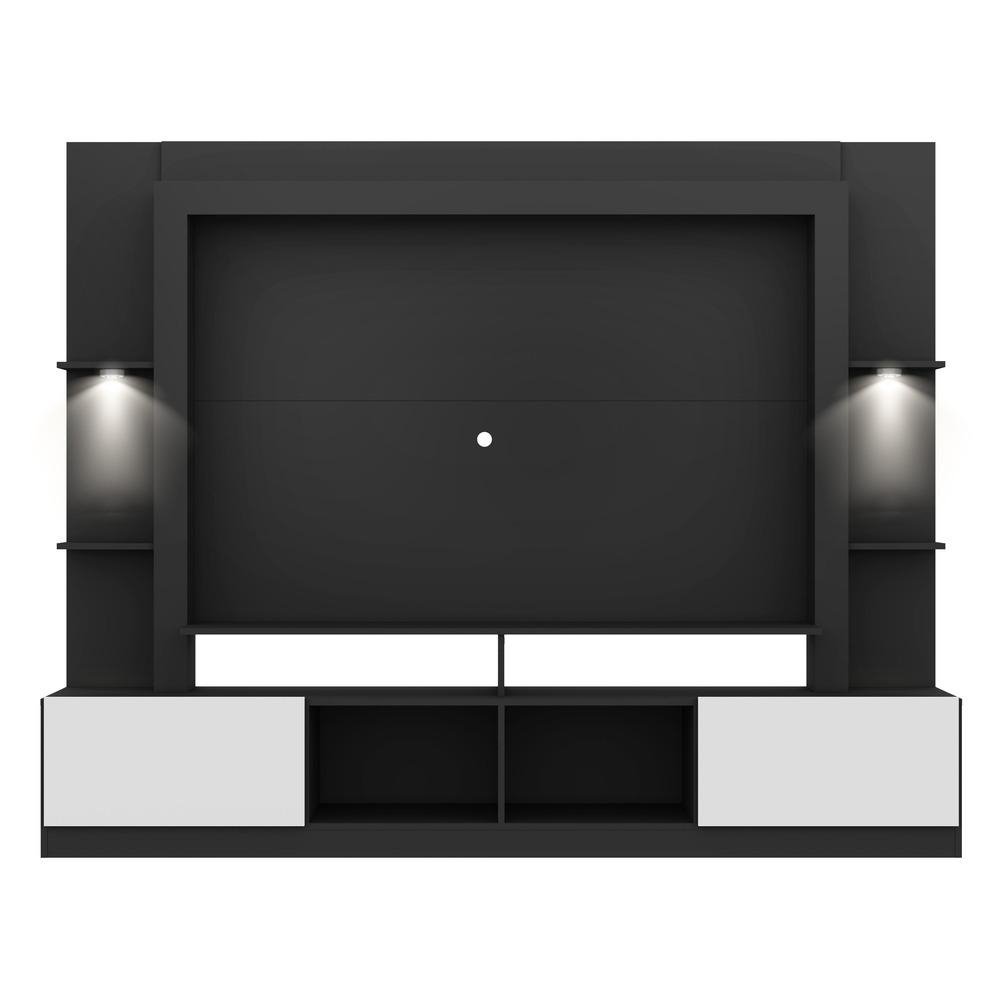 Rack Estante com Suporte TV 65" e Leds Berlim Multimoveis Preto/Branco