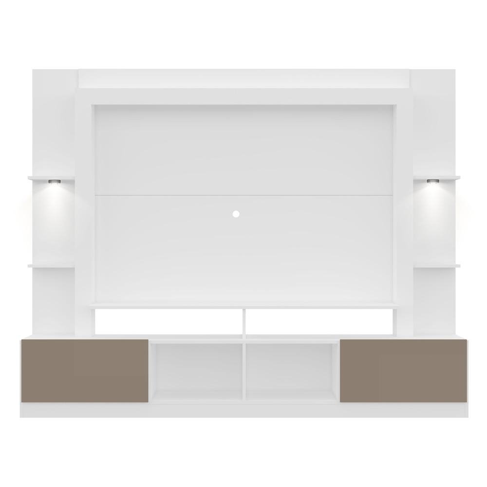 Rack Estante com Suporte TV 65" e Leds Berlim Multimoveis Branco/Lacca Fume